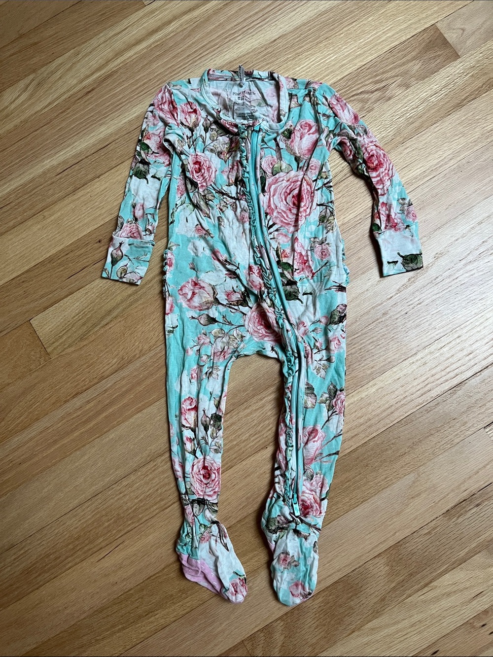 Posh peanut zip up pajamas 18-24 months. Ruffled butt